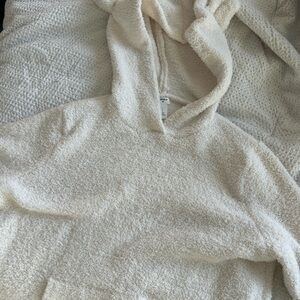 fluffy white hoodie